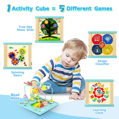 Cube de motricité Jouet de motricité 5 en 1 Jouet pour bébé avec boucle de motricité Centre d'activités pour bébé