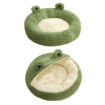 Lit de Chat Grenouille Long Peluche Hiver Automne Thermique Mignon