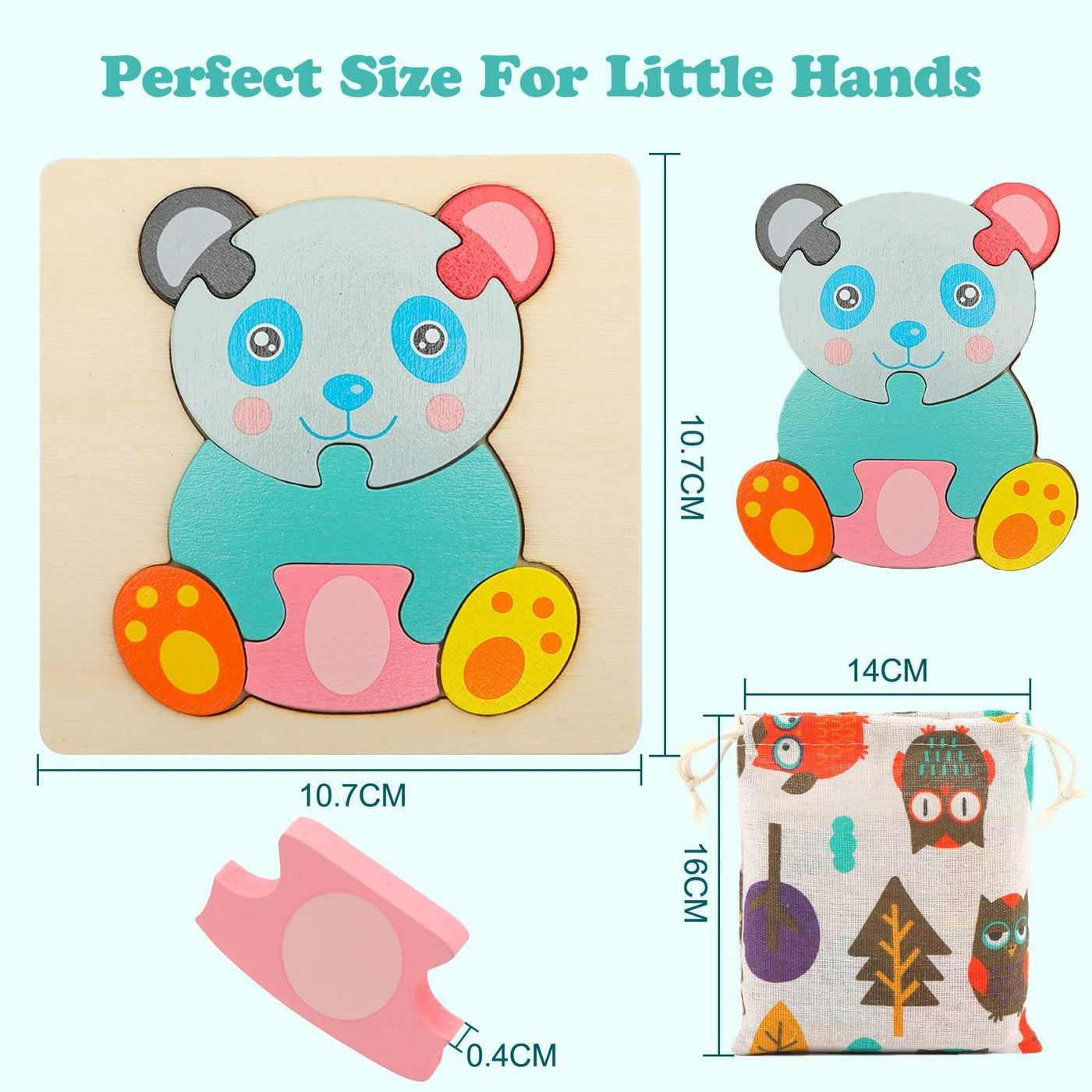 Wooden puzzle for children, 3D children's wooden jigsaw puzzle wooden toy with storage bag