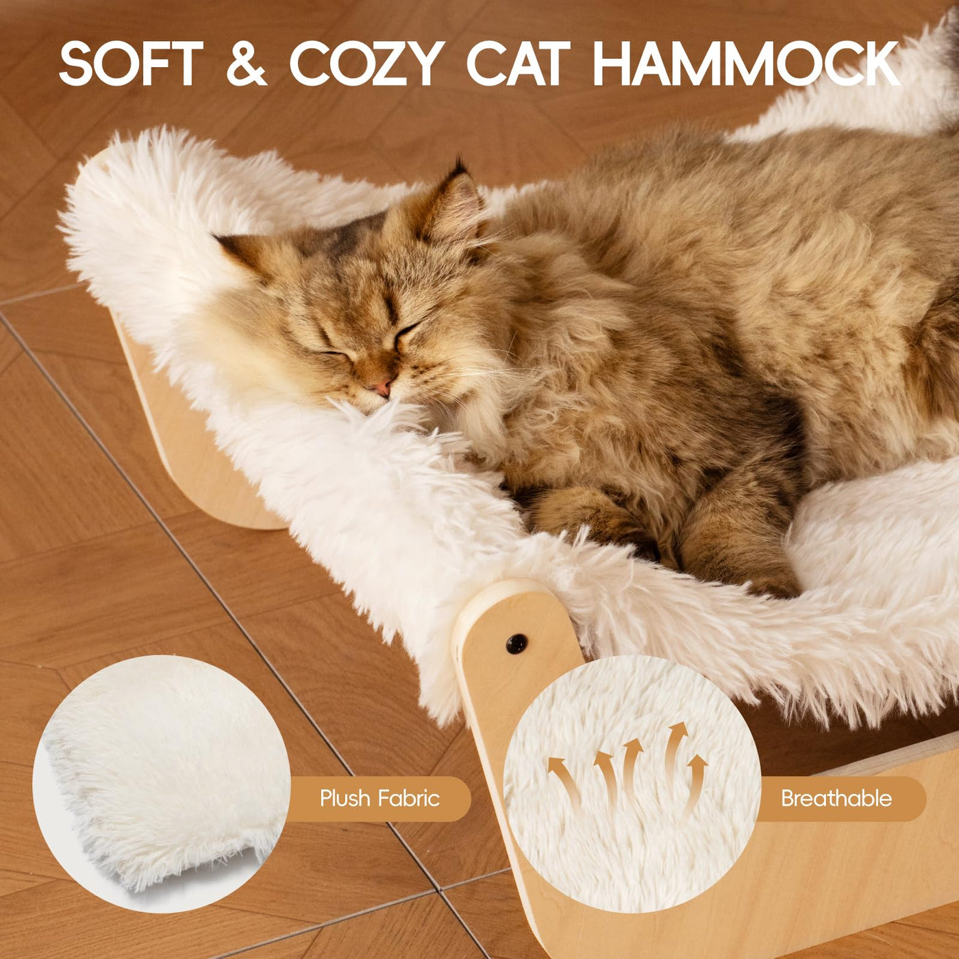 Lit pour Chat, Hamac Moelleux, Hamac pour Chat en bois, Adapté aux Chats, Chiens, Lapins, Chatons et Petits animaux