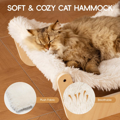 Lit pour Chat, Hamac Moelleux, Hamac pour Chat en bois, Adapté aux Chats, Chiens, Lapins, Chatons et Petits animaux