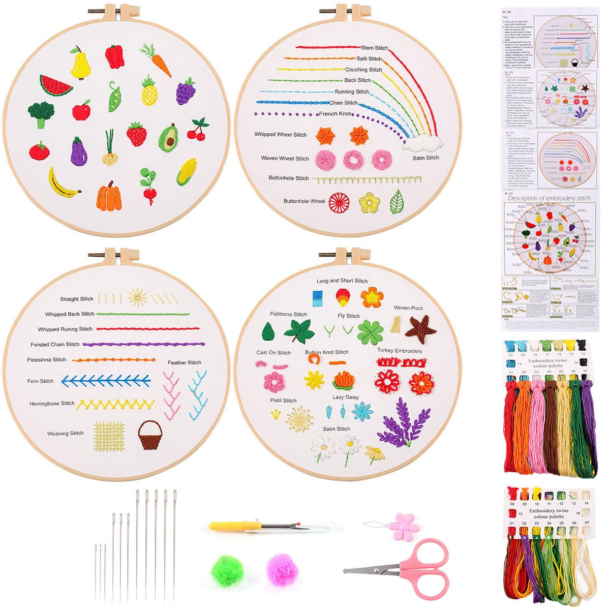 Kit de broderie pour débutants 4 pièces de broderie