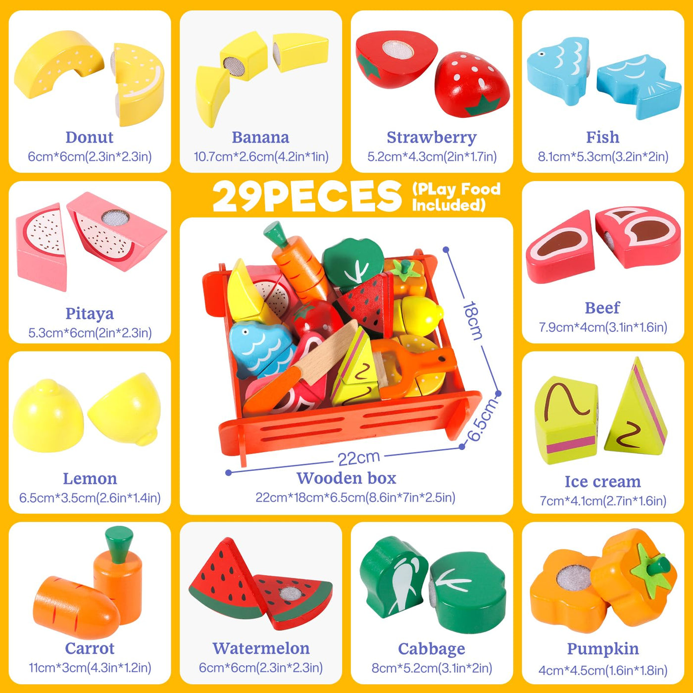 Accessoires de cuisine pour enfants en bois, accessoires de cuisine pour enfants, jouets de cuisine en bois avec connexion Velcro