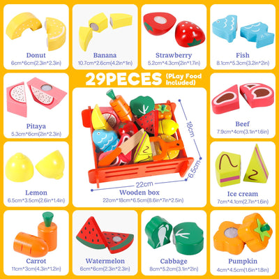Accessoires de cuisine pour enfants en bois, accessoires de cuisine pour enfants, jouets de cuisine en bois avec connexion Velcro