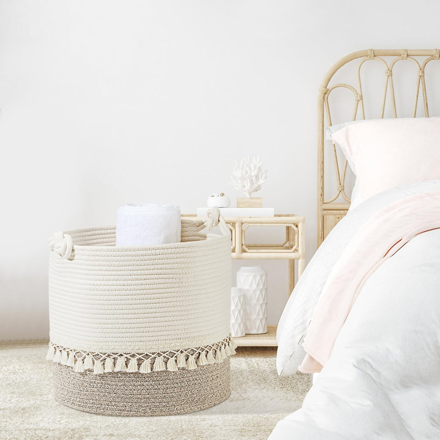 Panier à linge en coton Tissé