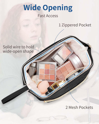 Große Schminktasche, Schminktasche mit breiter Öffnung für Make-up und Reisen