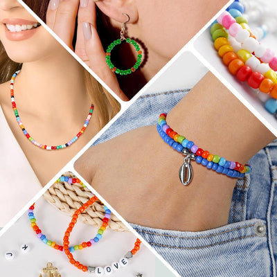 Perles pour Bracelets, 48 Couleurs de Perles pour Enfiler des Perles