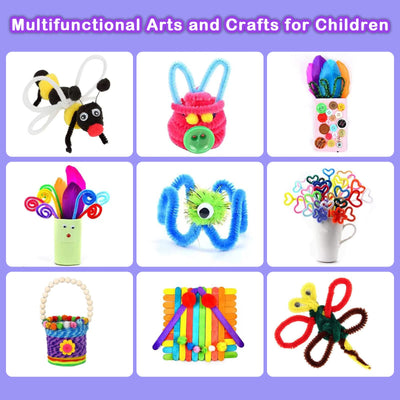 Craft sets for children's craft kit, 2200+ craft set for children, pipe cleaners, pompoms, fork, spoon, wiggly eyes