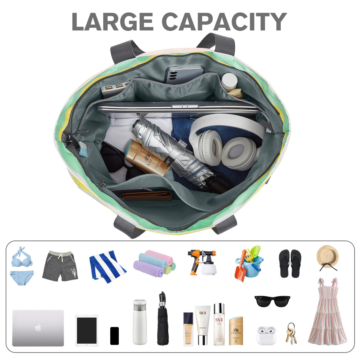 Sac de Plage Familial et Sac de Plage Pliable