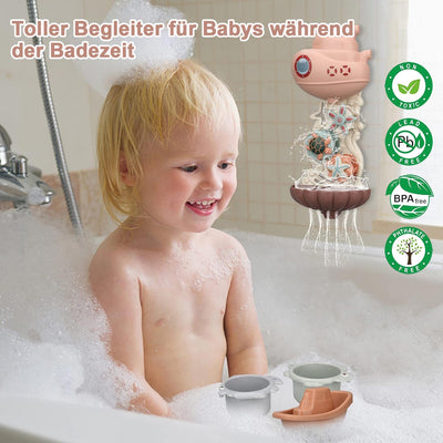 Bathtub toy, water toy baby bathtub toy with sea animals watering cups