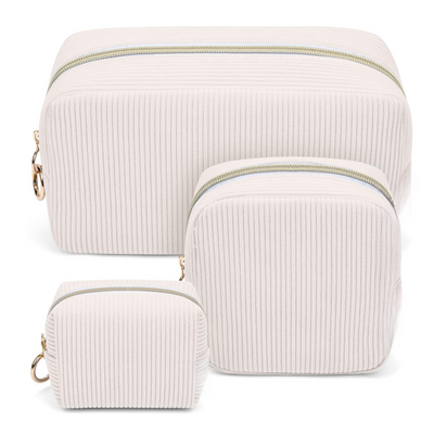 3 Piece Cosmetic Bag Small Makeup Bag Thickened Corduroy Makeup Bag