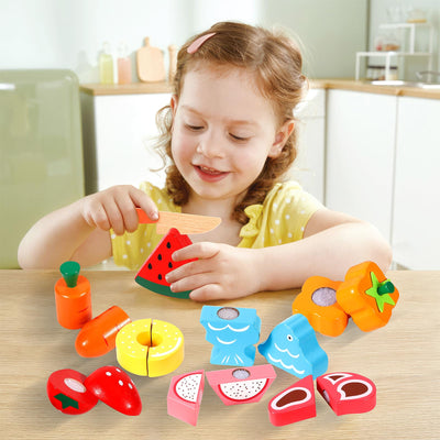 Accessoires de cuisine pour enfants en bois, accessoires de cuisine pour enfants, jouets de cuisine en bois avec connexion Velcro