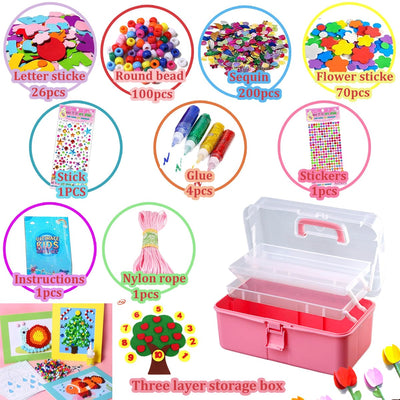 Ensemble d'artisanat pour enfants, plus de 3000 pièces ensemble d'artisanat pour enfants boîte d'artisanat ensemble de matériel d'artisanat, étui d'artisanat comprend des pompons, des cure-pipes pour enfants