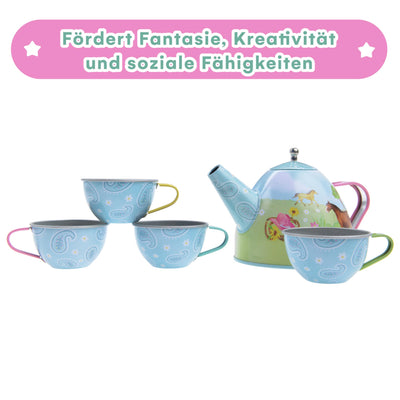 Service à thé en étain pour enfants et sac de transport, vaisselle pour enfants, cuisine ludique, 15 pièces