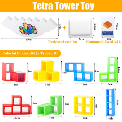 64 pieces Tetra Tower Game, Balance Game Skill Games Stacking Games Creative Stack Attack