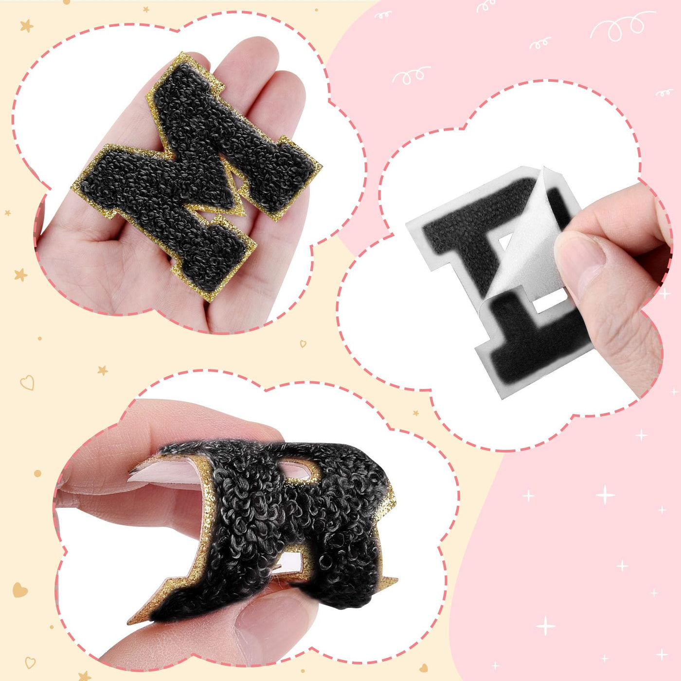 Self-adhesive Chenille Letter Patches, for Ironing On Clothes, fabric, shoes, bags