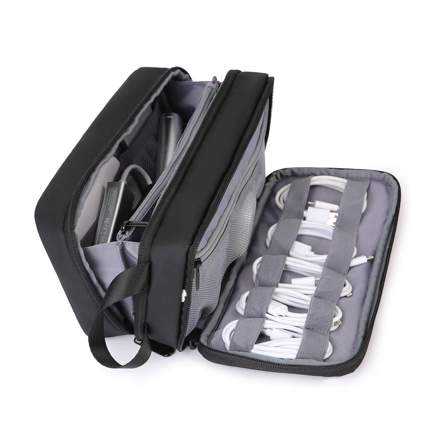 Cable organizer, multifunction cable bag, cable organizer with large capacity for PC charger, cable, adapter, power bank, SD cards