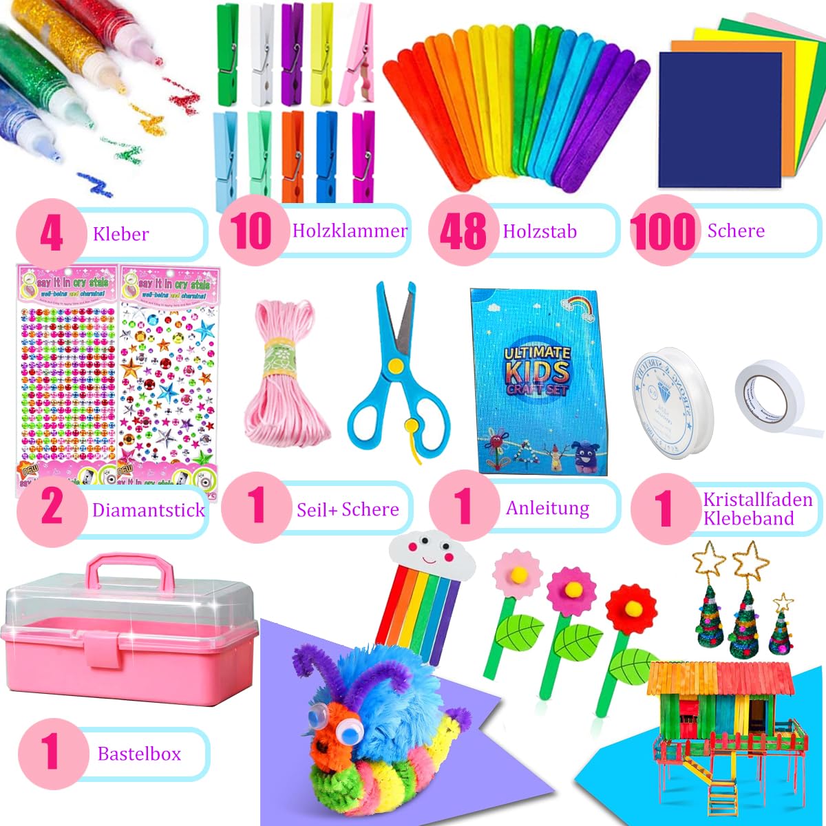 Craft kit for children, 3000+Pcs craft kit craft supplies material set, large craft box