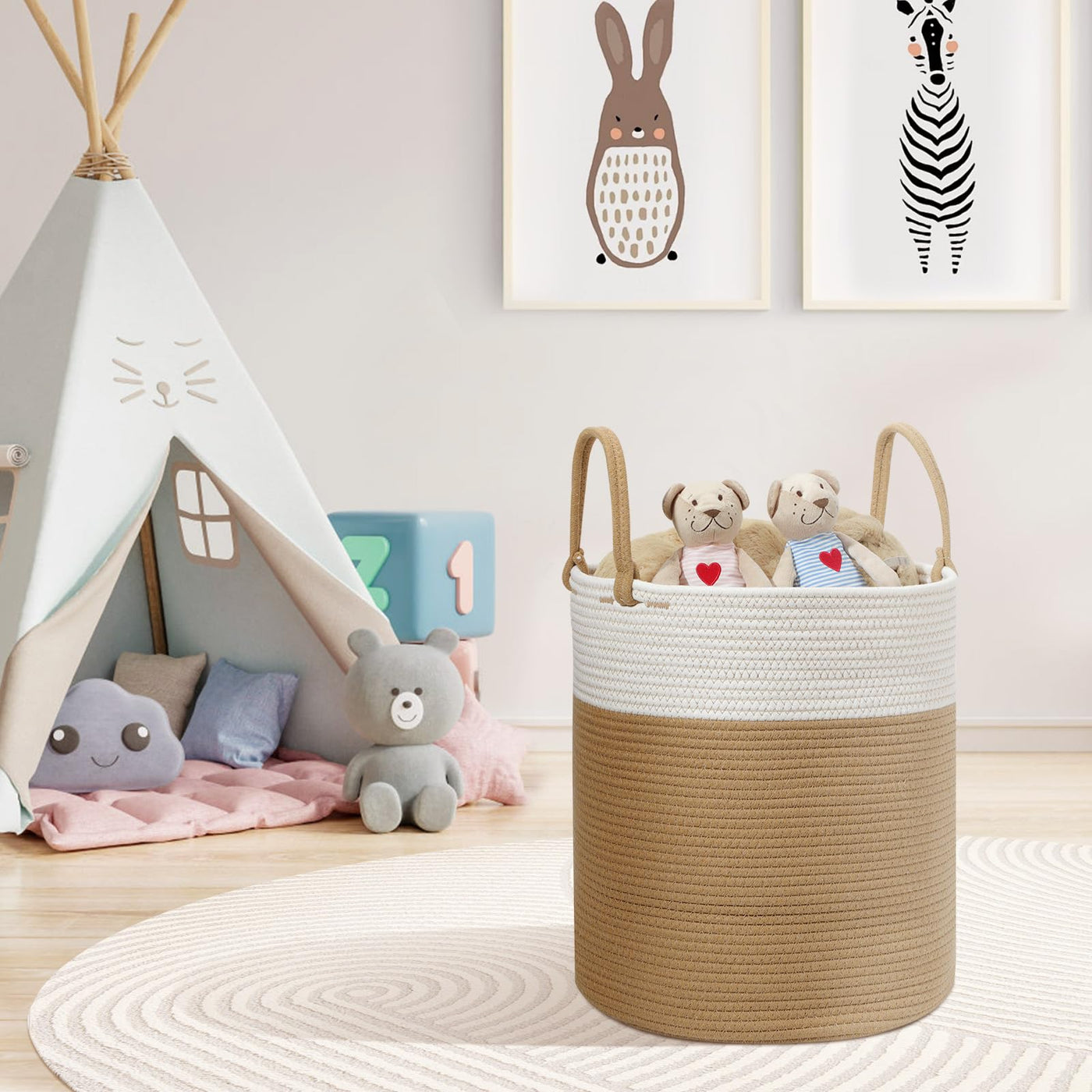 Panier à linge en coton Tissé