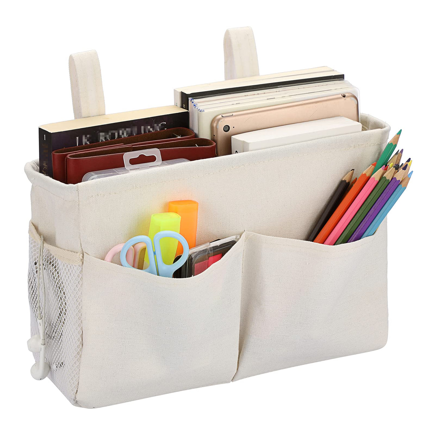 Bed organizer, caddy multipurpose hanging storage bag for home, office, school, dorm