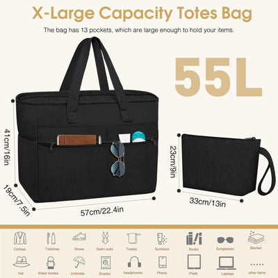 Grand sac de plage imperméable avec fermeture éclair