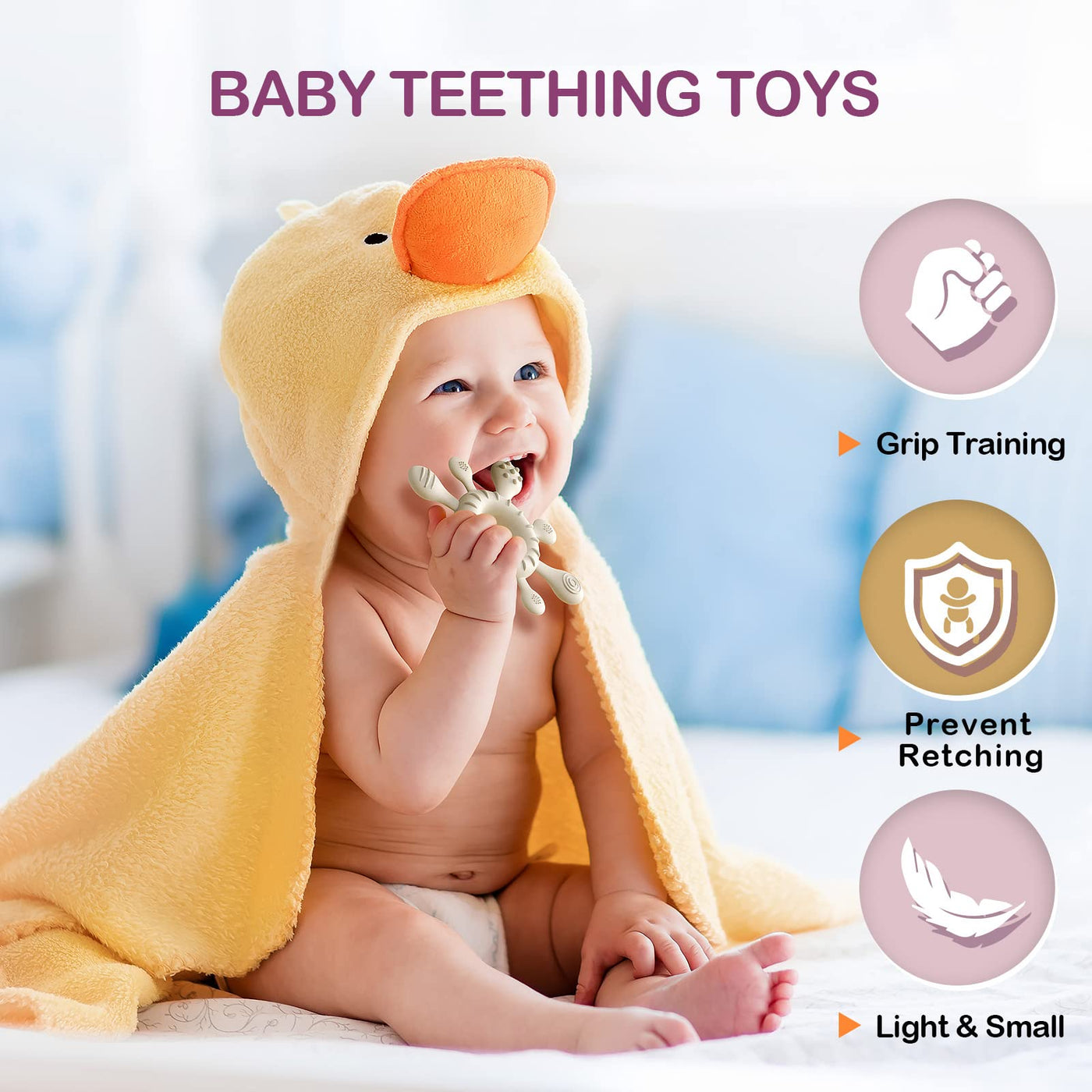 Teether for babies, baby teething toy made of silicone, rudder gripper teething toy, BPA-free teething nursing accessories