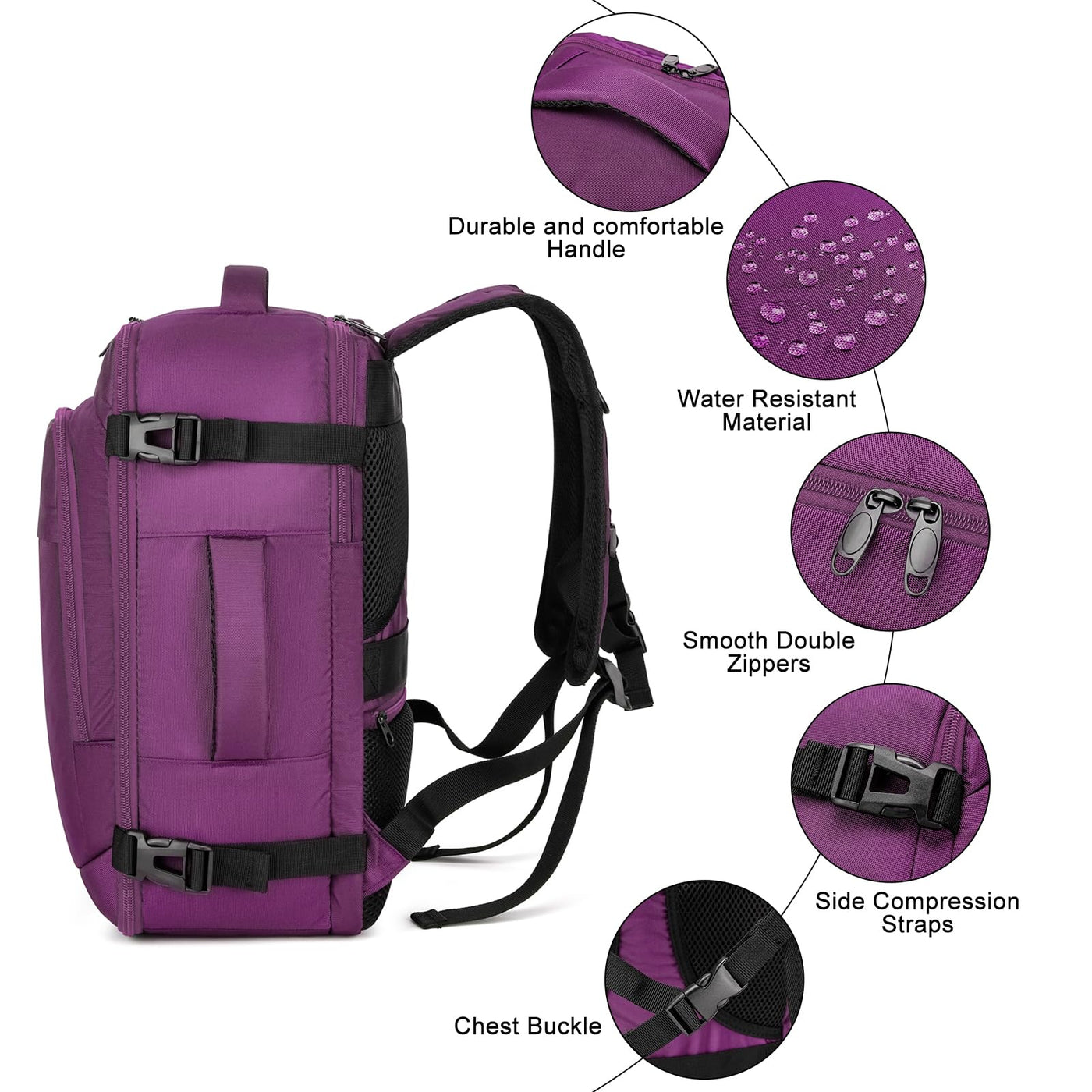 Hand luggage backpack with separate one-inch computer compartment