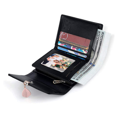 Portemonnaie aus glattem und weichem Kunstleder Geldbörse kleines Portemonnaie mit vielen Fächern