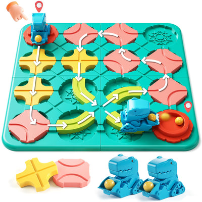 Logic maze board games, logical puzzle road builder children's game with truck toy, family game