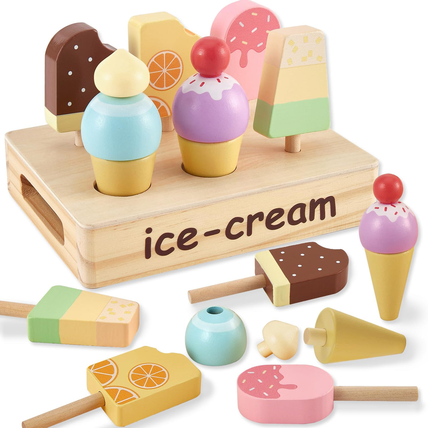 Ice cream toy ice cream parlor children wood, Popsicle toy store accessories play kitchen