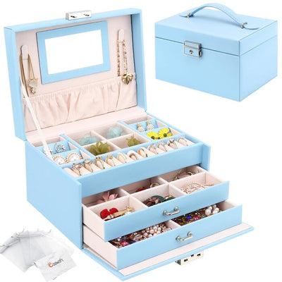 Jewelry box, jewelry box with drawers for ladies girls, PU leather jewelry box jewelry box large jewelry organizer for rings earrings bracelets necklaces