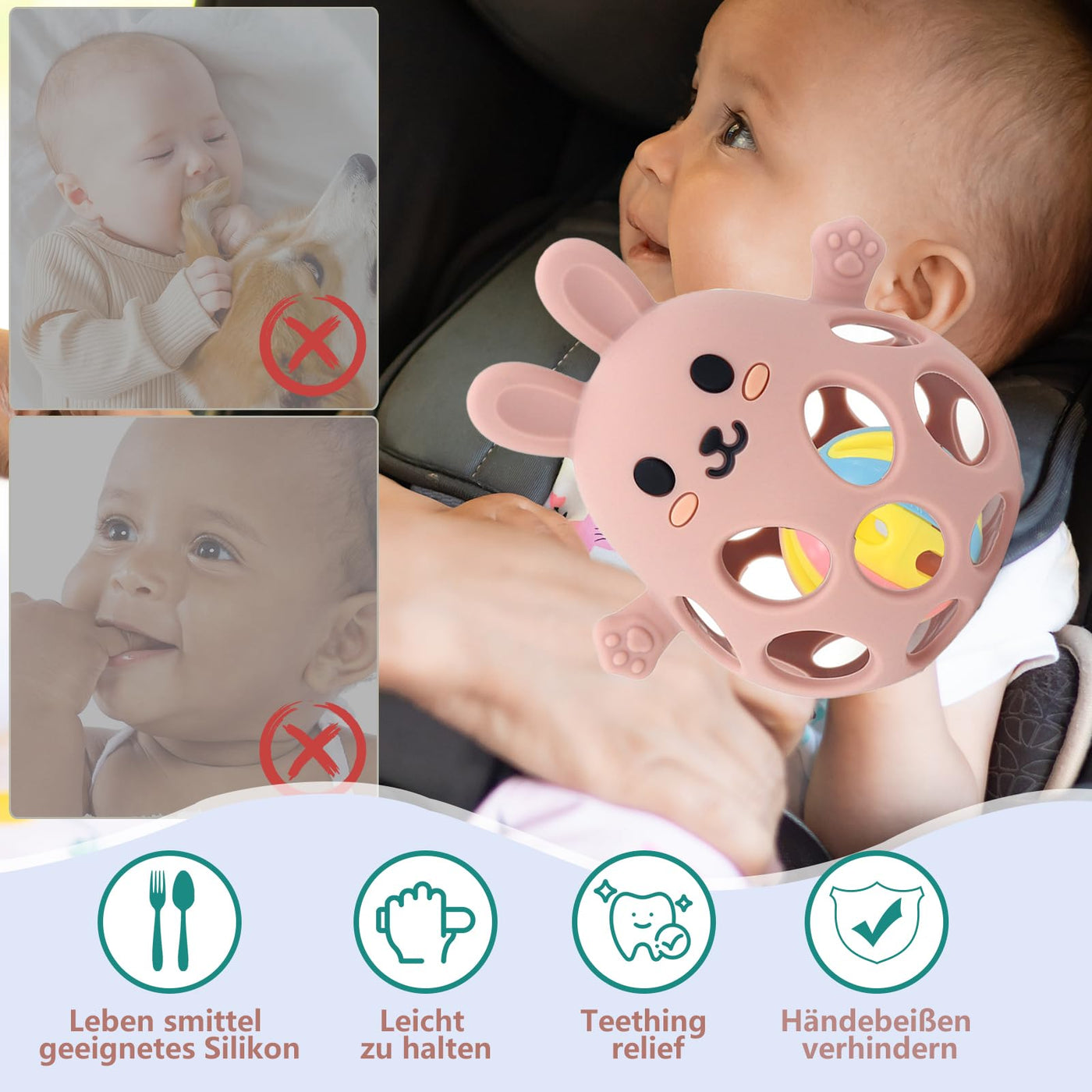 Boule de préhension pour bébé - jouet pour bébé，aide à la dentition pour bébé