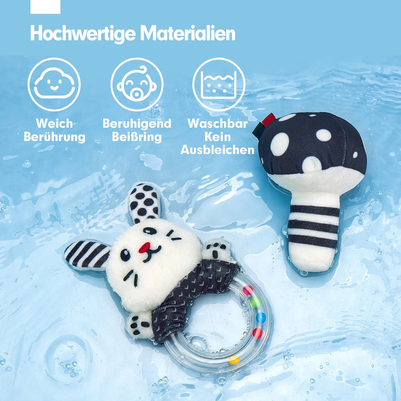 Ensemble de jouets d'apprentissage à contraste pour bébé, livre sensoriel en tissu et jouet suspendu pour chariot de bébé