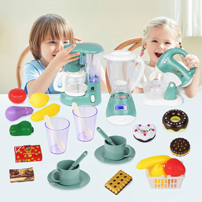 Set de Jeux de Cuisine Pour Enfants, Jouet pour Enfants à partir de 3 Ans, Accessoires de Cuisine de Jeu avec Machine à Café, Mixeur, Mixeur, Jouet de Cuisine, Jeu de Rôle