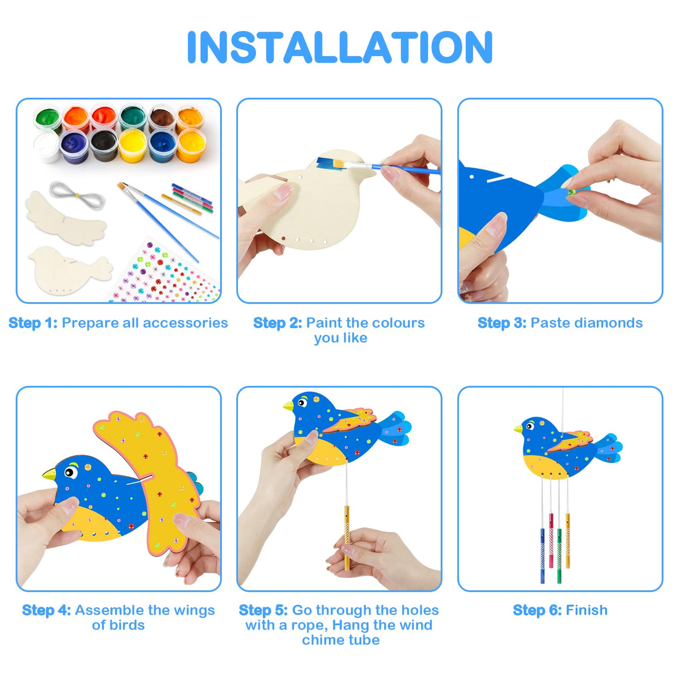 3D bird wind chime craft kit kids wooden craft kits