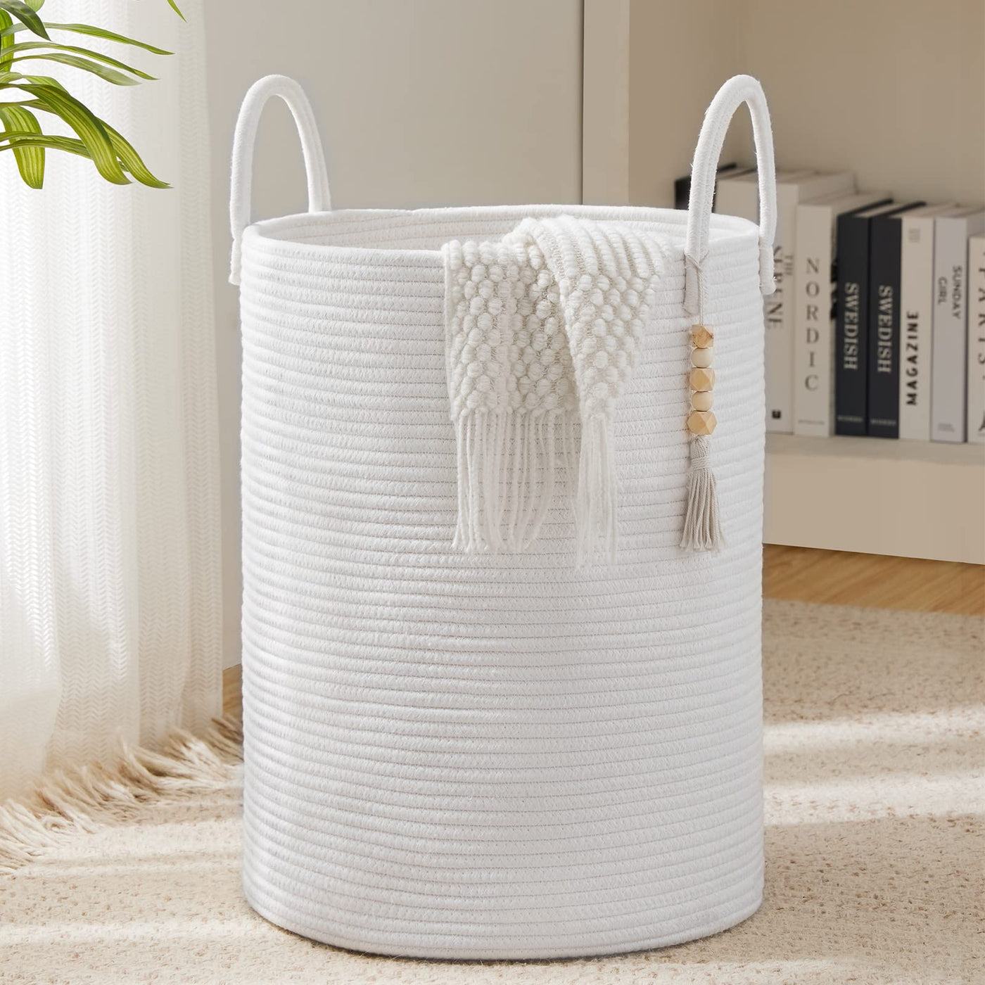 Braided Laundry Collector Toy Storage Storage Basket with Handle Handmade