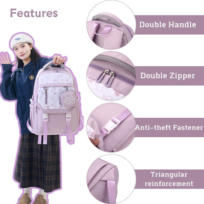 School Backpack Teenage School Bags Satchel Waterproof Backpack Lightweight Satchels for School Gifts, Multi-Pocket Aesthetic School Bag