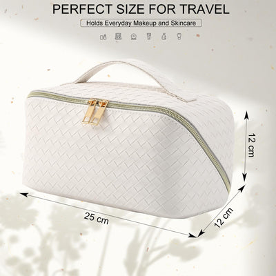 Sac à cosmétiques de voyage, sac de maquillage de grande capacité, sac de maquillage portable en cuir PU, sac de toilette, organisateur