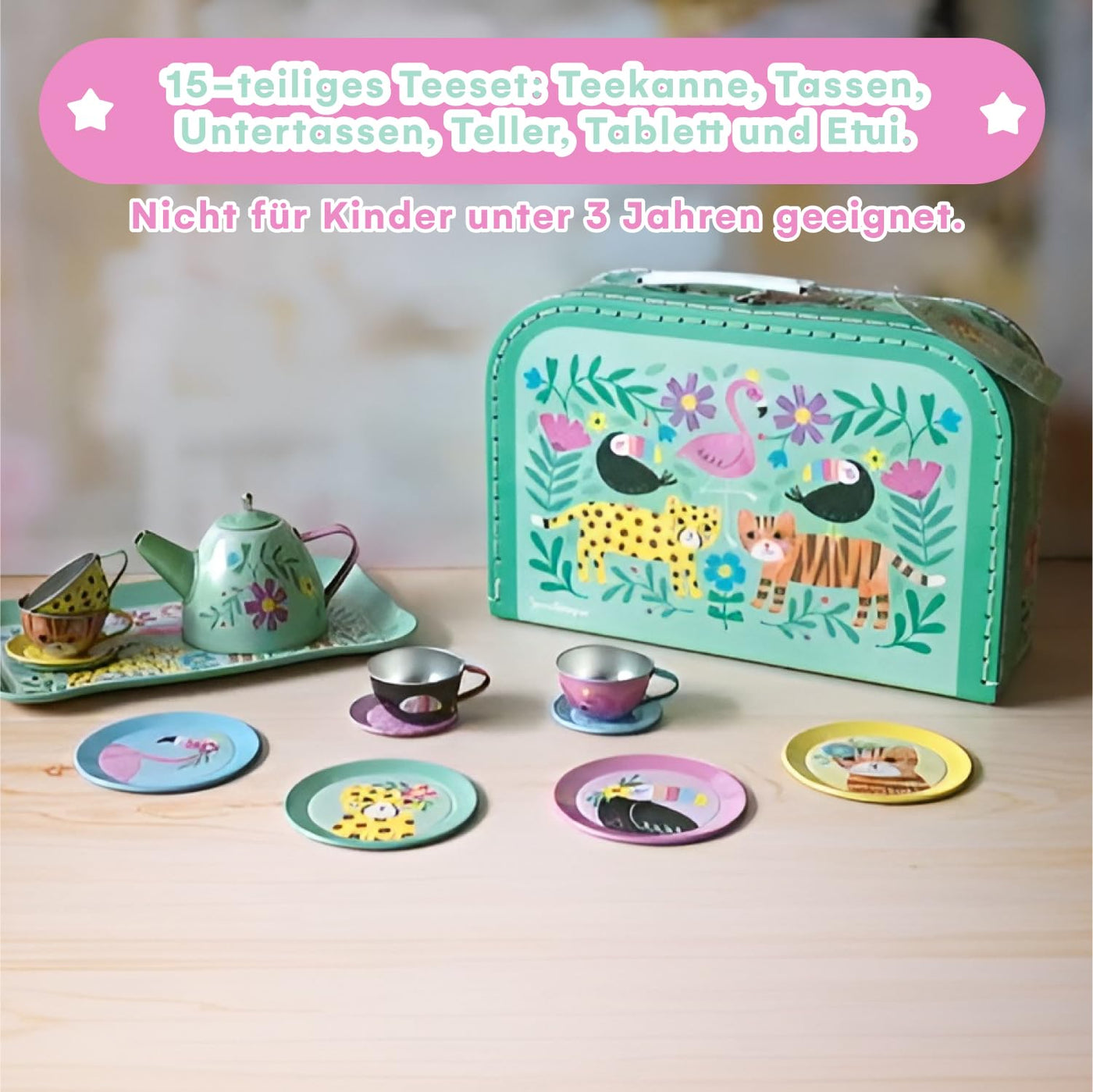 Service à thé pour enfants Service à thé pour enfants, 15 pièces de vaisselle pour enfants pour la cuisine et la fête du café