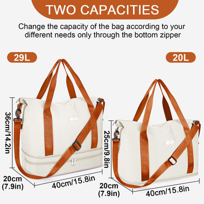 Sports bag Foldable travel bag with shoe compartment and wet compartment, water-repellent