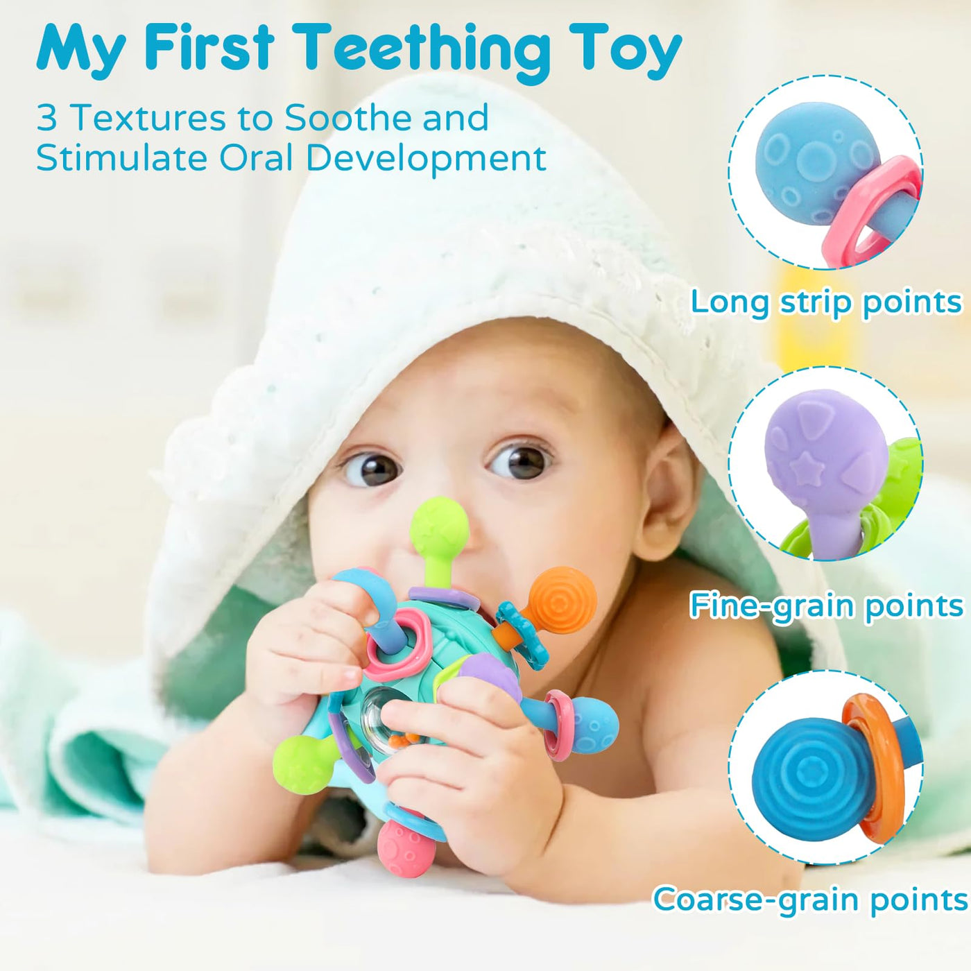 Baby toy grasping ball for babies, sensory baby toy rattle