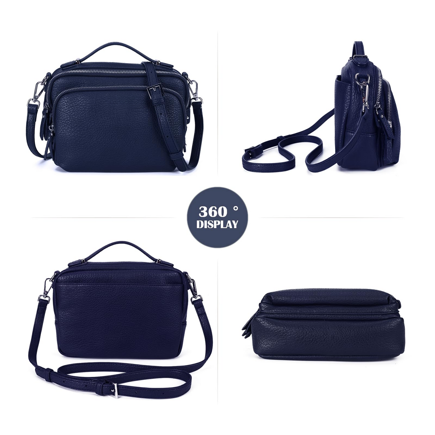 Umhängetasche mit Reißverschluss, Crossbody Bag, Lederhandtasche klein