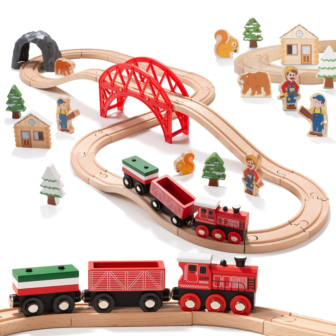 Ensemble de chemin de fer en bois pour les tout-petits