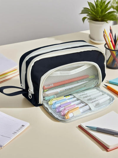 Trousse à crayons avec 3 compartiments