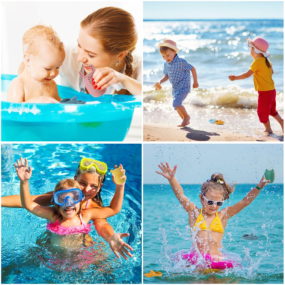 Jouets de bain, jouets de bain en silicone 7 pièces, jouets d'eau pour bébé sans BPA