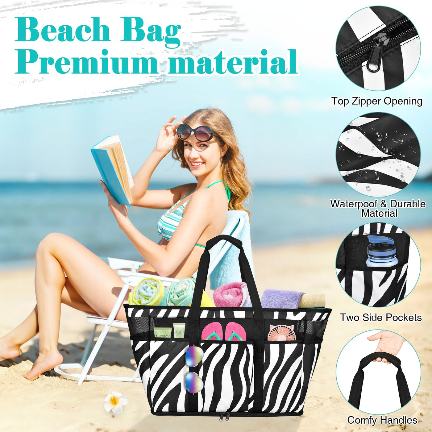 Grand Sac de Plage Léger Sac de Piscine