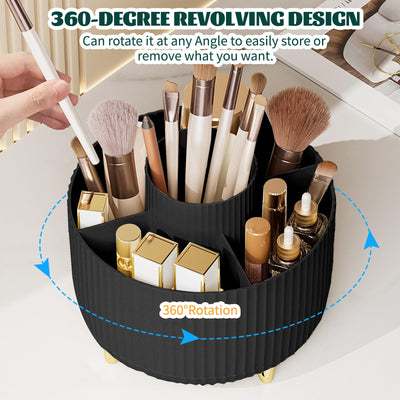 360° Make up Organizer, Brush Holder Cosmetic Storage with 5 compartments