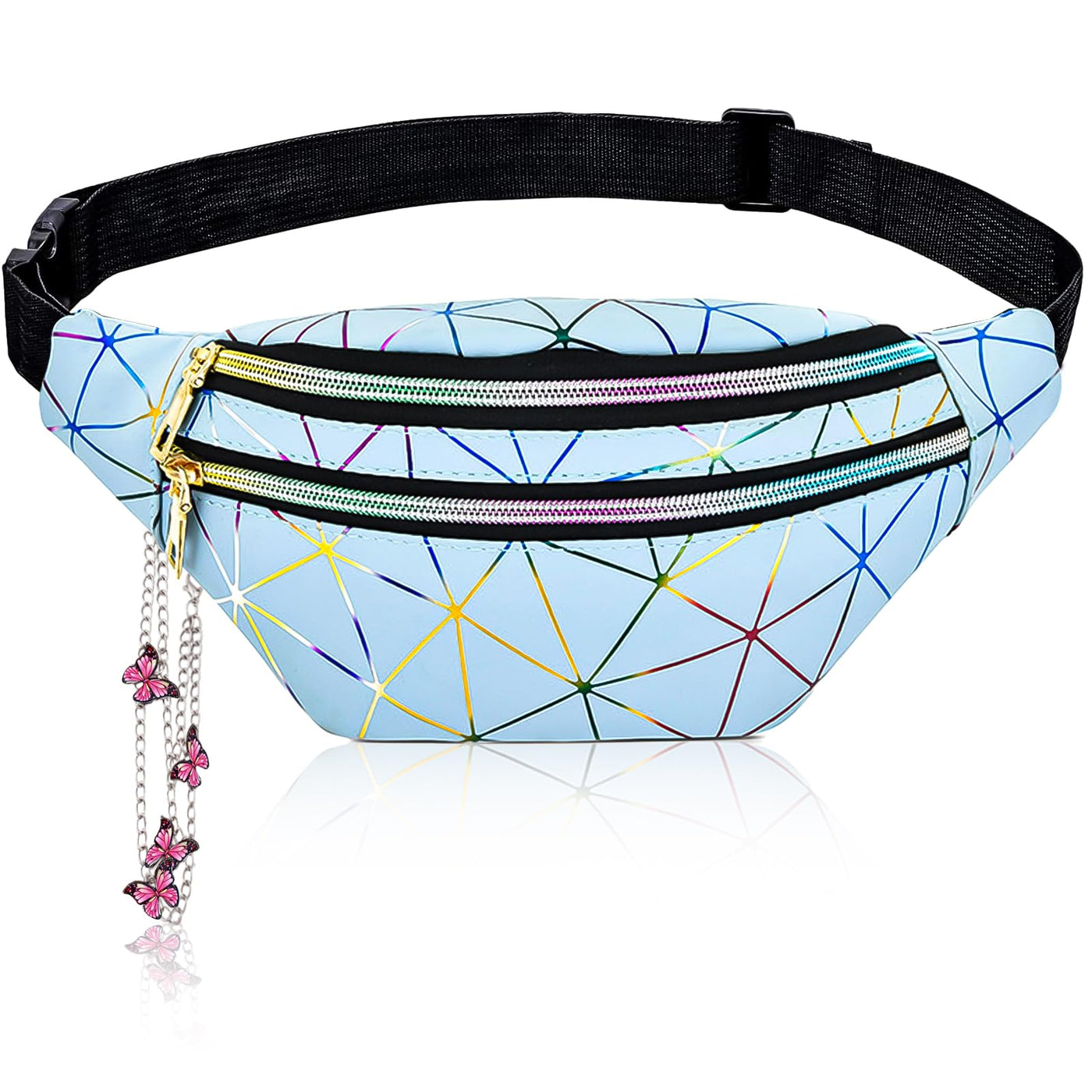 Sac ceinture Kids Waterproof PU Leather Colorful Fanny Pack for Teenagers with Adjustable Strap, Multiple Zipper Pockets