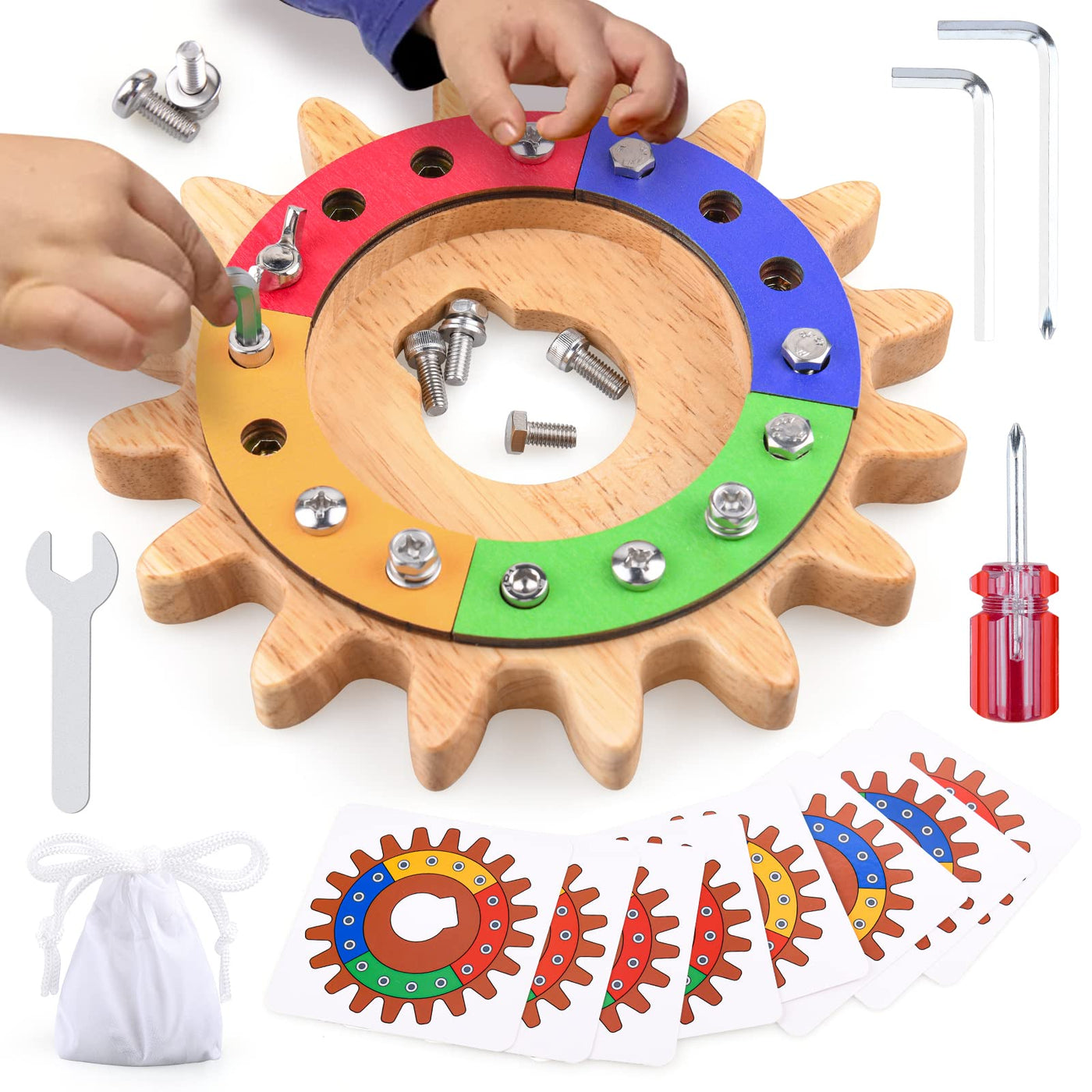 35 in 1 screw board, wooden toy, educational toy, motor skills toy, fine motor skills, sensory skills