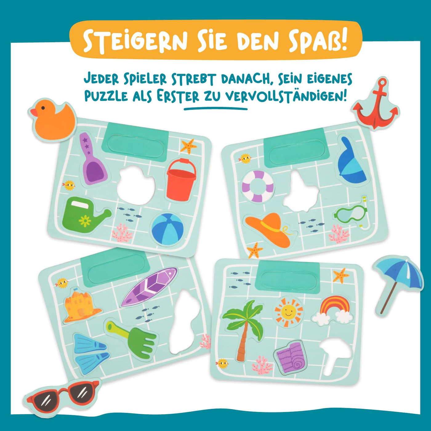 Angelspiel mit farblich passendem Puzzle Lernspiele für Kleinkinder Magnetisches Spielset aus Holz, motorisches Spielzeug